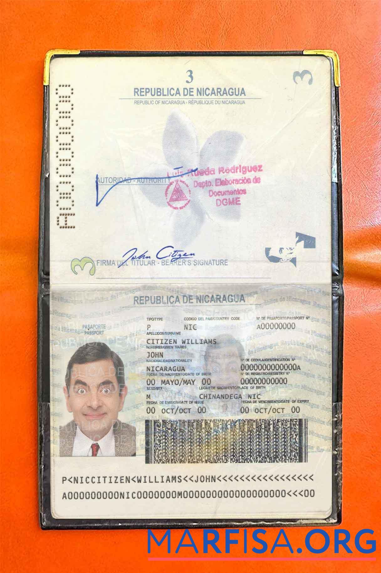 Blank Nicaragua pass photo look template